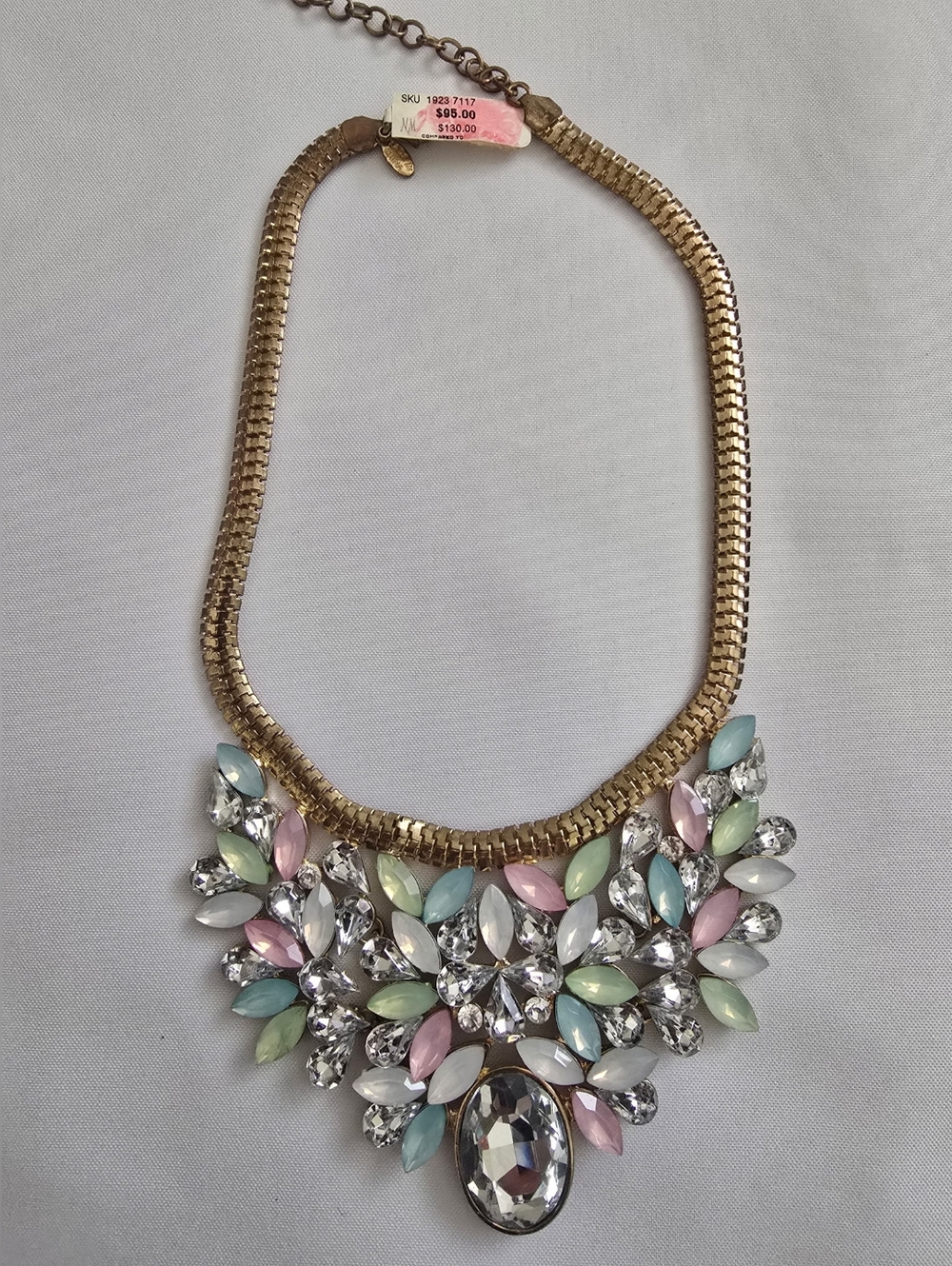 Neiman Marcus Gold Multi-Color Crystal Bib Necklace